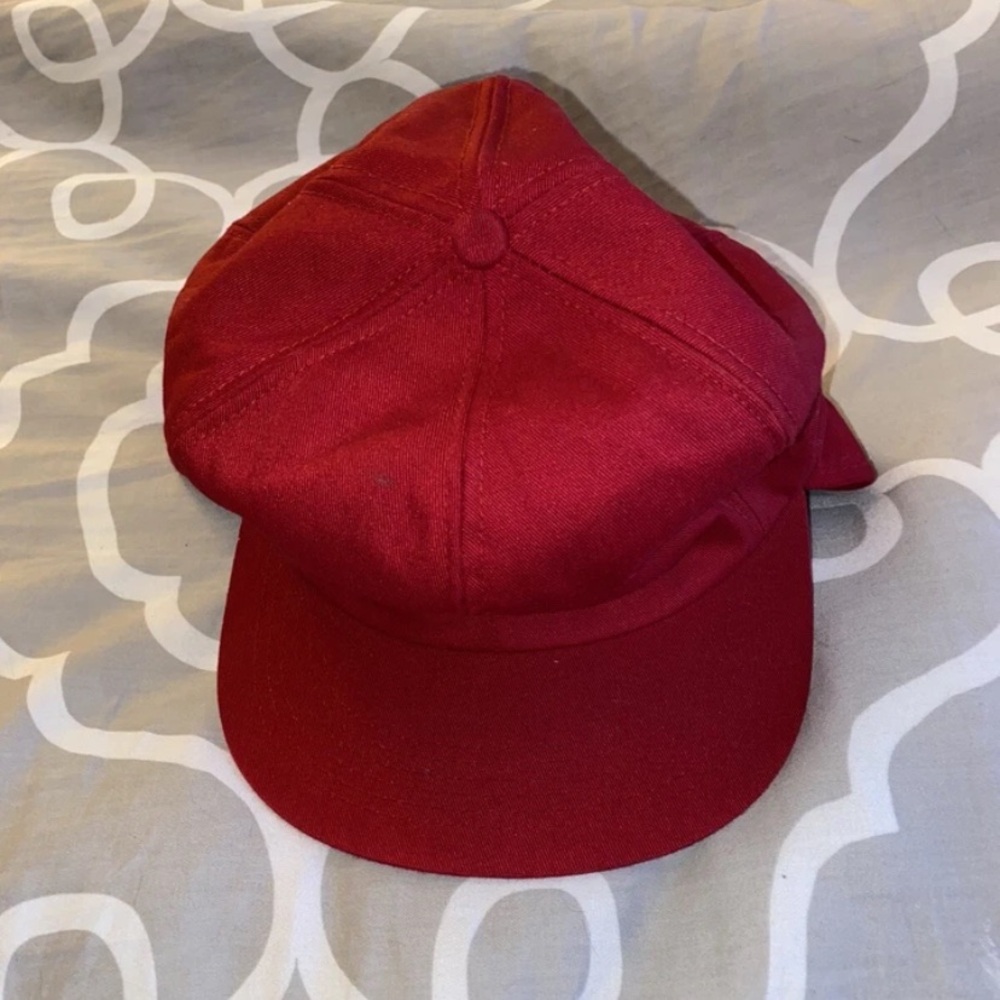 Vintage K Brand Fur Lined Hat Cap Red Made In USA Winter Cold Fits Sizes 6.5-7.5